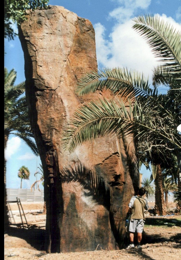 Monolith among palm trees, Canary Islands