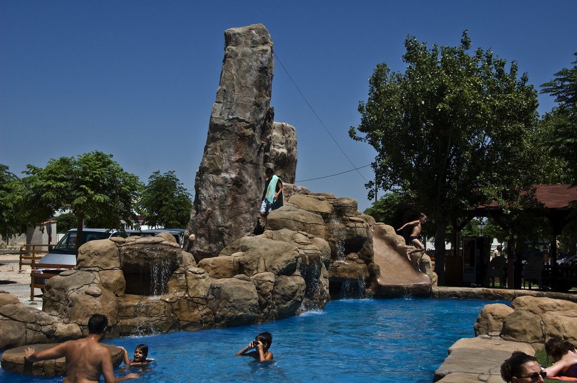 Pool, rocks and slide